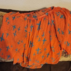 Coral orange cross blouse